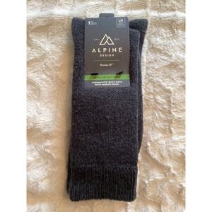 Alpine Mens Large Grey Thermolite Merino Wool Blend Heavy Boot Socks 1 Pr